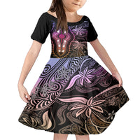 Polynesia Dashiki Family Matching Short Sleeve Bodycon Dress and Hawaiian Shirt Polynesia and Africa Traditional Special Together Pastel LT9 Daughter's Dress Pastel - Polynesian Pride