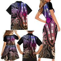 Polynesia Dashiki Family Matching Short Sleeve Bodycon Dress and Hawaiian Shirt Polynesia and Africa Traditional Special Together Pastel LT9 - Polynesian Pride
