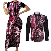 polynesia-dashiki-couples-matching-short-sleeve-bodycon-dress-and-long-sleeve-button-shirts-polynesia-and-africa-traditional-special-together-pink