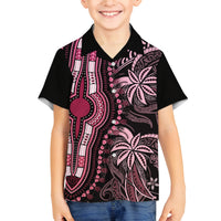 Polynesia Dashiki Family Matching Off Shoulder Long Sleeve Dress and Hawaiian Shirt Polynesia and Africa Traditional Special Together Pink LT9 Son's Shirt Pink - Polynesian Pride