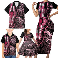 Polynesia Dashiki Family Matching Short Sleeve Bodycon Dress and Hawaiian Shirt Polynesia and Africa Traditional Special Together Pink LT9 - Polynesian Pride