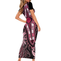 Polynesia Dashiki Family Matching Short Sleeve Bodycon Dress and Hawaiian Shirt Polynesia and Africa Traditional Special Together Pink LT9 - Polynesian Pride