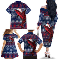Samoa Manuia Le Kirisimasi Family Matching Off Shoulder Long Sleeve Dress and Hawaiian Shirt Samoan Fishing Tribal Pattern Christmas Vibe LT9 - Polynesian Pride