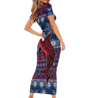 Samoa Manuia Le Kirisimasi Family Matching Short Sleeve Bodycon Dress and Hawaiian Shirt Samoan Fishing Tribal Pattern Christmas Vibe LT9 - Polynesian Pride