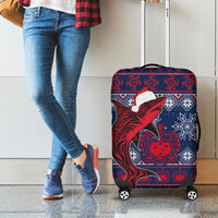 Samoa Manuia Le Kirisimasi Luggage Cover Samoan Fishing Tribal Pattern Christmas Vibe LT9 - Polynesian Pride
