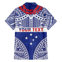 Personalised Toa Samoa Rugby Spirit Family Matching Off Shoulder Maxi Dress and Hawaiian Shirt Blue Samoan Tribal Pattern - Polynesian Pride