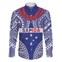 Personalised Toa Samoa Rugby Spirit Family Matching Off Shoulder Short Dress and Hawaiian Shirt Blue Samoan Tribal Pattern LT9 Dad's Shirt - Long Sleeve Blue - Polynesian Pride