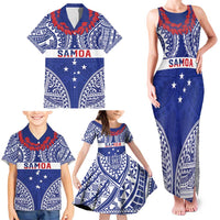 Personalised Toa Samoa Rugby Spirit Family Matching Tank Maxi Dress and Hawaiian Shirt Blue Samoan Tribal Pattern LT9 - Polynesian Pride