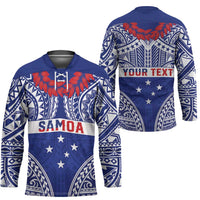 Personalised Toa Samoa Rugby Spirit Hockey Jersey Blue Samoan Tribal Pattern - Polynesian Pride