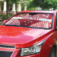 Personalised Toa Samoa Rugby Spirit Auto Sun Shade Red Samoan Tribal Pattern - Polynesian Pride