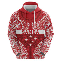 Personalised Toa Samoa Rugby Spirit Hoodie Red Samoan Tribal Pattern - Polynesian Pride