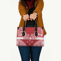 Personalised Toa Samoa Rugby Spirit Leather Bag Red Samoan Tribal Pattern - Polynesian Pride
