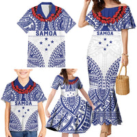 Personalised Toa Samoa Rugby Spirit Family Matching Mermaid Dress and Hawaiian Shirt White Samoan Tribal Pattern LT9 - Polynesian Pride