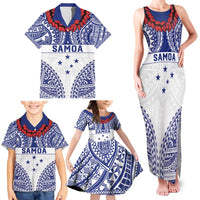 Personalised Toa Samoa Rugby Spirit Family Matching Tank Maxi Dress and Hawaiian Shirt White Samoan Tribal Pattern LT9 - Polynesian Pride