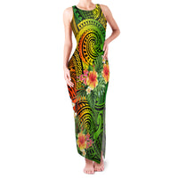 Polynesia Family Matching Tank Maxi Dress and Hawaiian Shirt Pasifika Tribal with Tropical Flowers LT9 Mom's Dress Reggae - Polynesian Pride