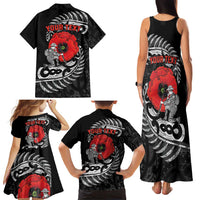 ANZAC Day Aotearoa Silver Fern Maori Personalised Family Matching Tank Maxi Dress and Hawaiian Shirt LT9 - Polynesian Pride