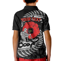 ANZAC Day Aotearoa Silver Fern Maori Personalised Kid Polo Shirt