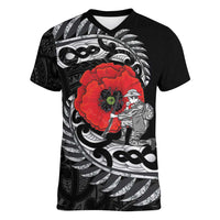 ANZAC Day Aotearoa Silver Fern Maori Personalised Women V-Neck T-Shirt