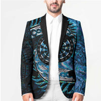 New Zealand Darts Personalised Blazer Aotearoa Silver Fern Blue Papua Shell Spirit - Polynesian Pride