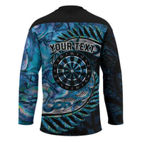 New Zealand Darts Personalised Hockey Jersey Aotearoa Silver Fern Blue Papua Shell Spirit - Polynesian Pride