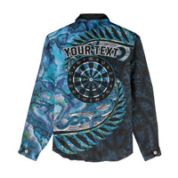 New Zealand Darts Personalised Women Casual Shirt Aotearoa Silver Fern Blue Papua Shell Spirit LT9 - Polynesian Pride