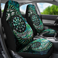 New Zealand Darts Personalised Car Seat Cover Aotearoa Silver Fern Green Papua Shell Spirit LT9 - Polynesian Pride