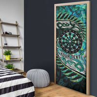 New Zealand Darts Personalised Door Cover Aotearoa Silver Fern Green Papua Shell Spirit LT9 - Polynesian Pride