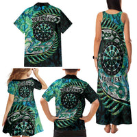 New Zealand Darts Personalised Family Matching Tank Maxi Dress and Hawaiian Shirt Aotearoa Silver Fern Green Papua Shell Spirit LT9 - Polynesian Pride