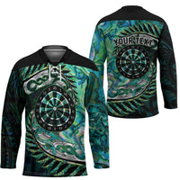 New Zealand Darts Personalised Hockey Jersey Aotearoa Silver Fern Green Papua Shell Spirit LT9 - Polynesian Pride