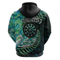 New Zealand Darts Personalised Hoodie Aotearoa Silver Fern Green Papua Shell Spirit LT9 - Polynesian Pride