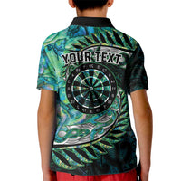 New Zealand Darts Personalised Kid Polo Shirt Aotearoa Silver Fern Green Papua Shell Spirit LT9 - Polynesian Pride