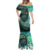 New Zealand Darts Personalised Mermaid Dress Aotearoa Silver Fern Green Papua Shell Spirit LT9 - Polynesian Pride