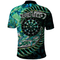 New Zealand Darts Personalised Polo Shirt Aotearoa Silver Fern Green Papua Shell Spirit LT9 - Polynesian Pride