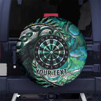 New Zealand Darts Personalised Spare Tire Cover Aotearoa Silver Fern Green Papua Shell Spirit LT9 No hole Green - Polynesian Pride