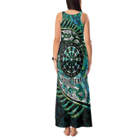 New Zealand Darts Personalised Tank Maxi Dress Aotearoa Silver Fern Green Papua Shell Spirit LT9 - Polynesian Pride