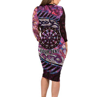 New Zealand Darts Personalised Family Matching Long Sleeve Bodycon Dress and Hawaiian Shirt Aotearoa Silver Fern Pink Papua Shell Spirit LT9 - Polynesian Pride