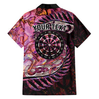 New Zealand Darts Personalised Family Matching Off The Shoulder Long Sleeve Dress and Hawaiian Shirt Aotearoa Silver Fern Pink Papua Shell Spirit LT9 - Polynesian Pride