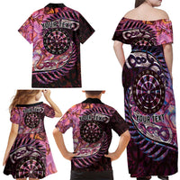 New Zealand Darts Personalised Family Matching Off Shoulder Maxi Dress and Hawaiian Shirt Aotearoa Silver Fern Pink Papua Shell Spirit LT9 - Polynesian Pride