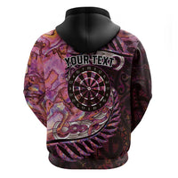 New Zealand Darts Personalised Hoodie Aotearoa Silver Fern Pink Papua Shell Spirit