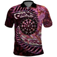 New Zealand Darts Personalised Polo Shirt Aotearoa Silver Fern Pink Papua Shell Spirit LT9 Pink - Polynesian Pride