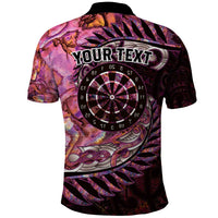 New Zealand Darts Personalised Polo Shirt Aotearoa Silver Fern Pink Papua Shell Spirit LT9 - Polynesian Pride