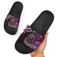 New Zealand Darts Personalised Slide Sandals Aotearoa Silver Fern Pink Papua Shell Spirit - Polynesian Pride
