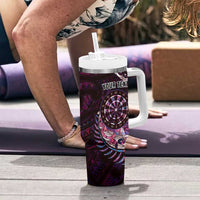 New Zealand Darts Personalised Tumbler With Handle Aotearoa Silver Fern Pink Papua Shell Spirit