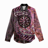 New Zealand Darts Personalised Women Casual Shirt Aotearoa Silver Fern Pink Papua Shell Spirit LT9 - Polynesian Pride