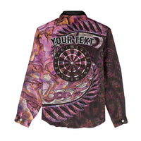 New Zealand Darts Personalised Women Casual Shirt Aotearoa Silver Fern Pink Papua Shell Spirit LT9 - Polynesian Pride