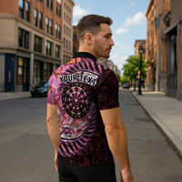 New Zealand Darts Personalised Zipper Polo Shirt Aotearoa Silver Fern Pink Papua Shell Spirit LT9 - Polynesian Pride