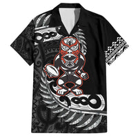 New Zealand Indigenous-Maori Rugby Custom Family Matching Long Sleeve Bodycon Dress and Hawaiian Shirt LT9 Dad's Shirt - Short Sleeve Black - Polynesian Pride