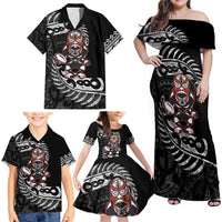 New Zealand Indigenous-Maori Rugby Custom Family Matching Off Shoulder Maxi Dress and Hawaiian Shirt LT9 - Polynesian Pride