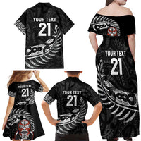 New Zealand Indigenous-Maori Rugby Custom Family Matching Off Shoulder Maxi Dress and Hawaiian Shirt LT9 - Polynesian Pride