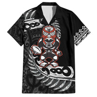 New Zealand Indigenous-Maori Rugby Custom Family Matching Short Sleeve Bodycon Dress and Hawaiian Shirt LT9 Dad's Shirt - Short Sleeve Black - Polynesian Pride